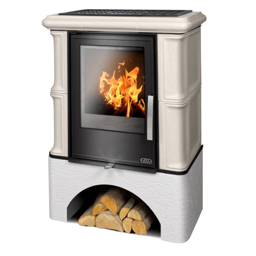 Kachlová kamna ABX Bavaria L I Litinová vložka, rovný sokl, Ahornweiss