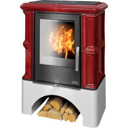 Kachlová kamna ABX Bavaria L I Litinová vložka, rovný sokl, Bordó