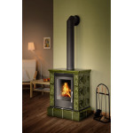Kachlová kamna ABX Helvetia s výměníkem, kachlový sokl zelená