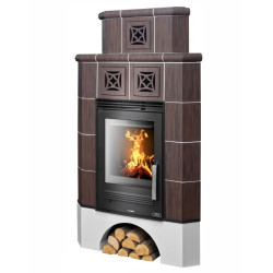 Kachlová kamna ABX Regina rohová, cofee