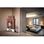 Kachlová kamna ABX Regina rohová, hnědá briliant