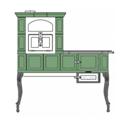 Kachlový sporák ABX velký zelený, levý