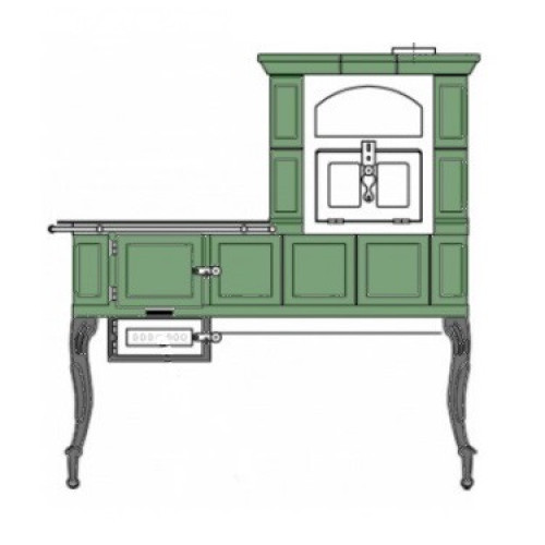 Kachlový sporák ABX velký zelený, pravý