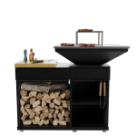 KRATKI Ohniště s grilem QUADRUM s dřevěnou deskou