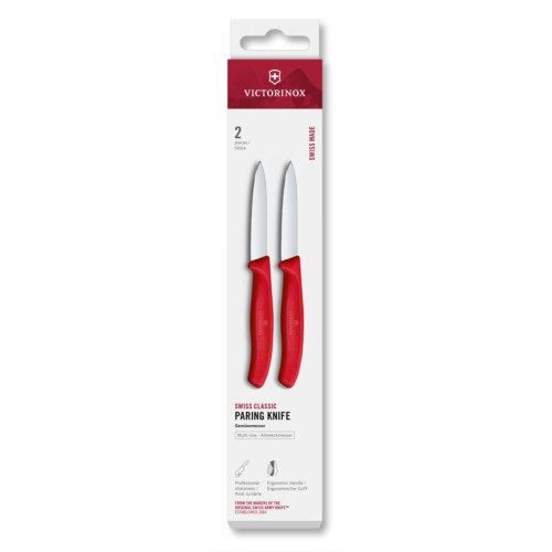 VICTORINOX Sada 2 ks nožů na zeleninu Swiss Classic 8 cm červená