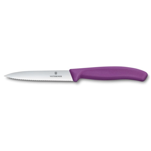 VICTORINOX Nůž na zeleninu 10 cm vlnkové ostří, fialový