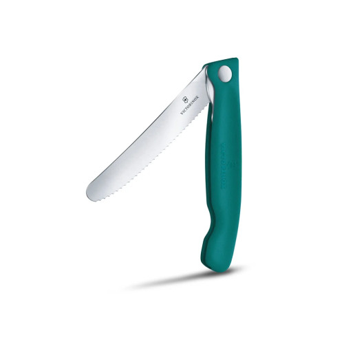Victorinox Svačinový skládací nůž Swiss Classic 11 cm, zelený, vlnkované ostří (6.7834.FC1)