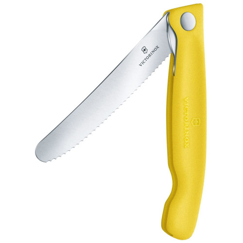 Victorinox Svačinový skládací nůž Swiss Classic 11 cm, žlutý, vlnkované ostří (6.7838.FC1)
