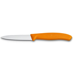 VICTORINOX Nůž na zeleninu 8 cm vlnkové ostří, oranžový