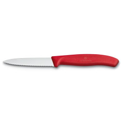 VICTORINOX Nůž na zeleninu 8 cm vlnkové ostří, červený