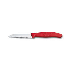 VICTORINOX Nůž na zeleninu 8 cm Swiss Classic vlnkové ostří, červený