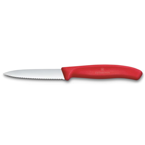 VICTORINOX Nůž na zeleninu 8 cm Swiss Classic červený, vlnkové ostří