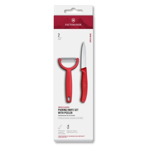VICTORINOX Sada nože a škrabky Y-peeler Swiss Modern červená