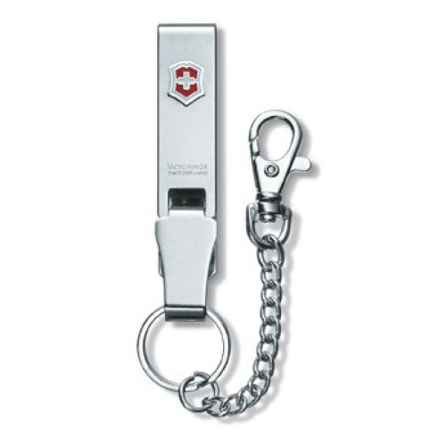 Kovová závěska na opasek Victorinox Multiclip s řetízkem stříbrná