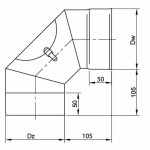 Koleno nerez stálé ø 150 mm / 90° s čistícím otvorem