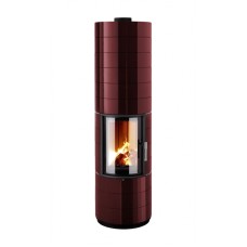 Akumulační kamna COLONA tmavě červený smalt, kulatá dvířka