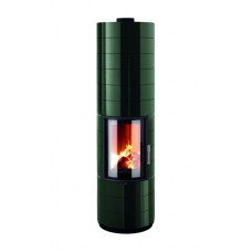 Akumulační kamna COLONA tmavě zelený smalt, kulatá dvířka