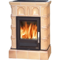 Kachlová kamna ABX Britania s výměníkem, kachlový sokl tabakbraun