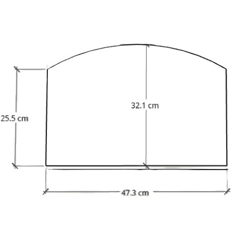 Přísuvné sklo před kamna obloukové | 473 × 321 mm