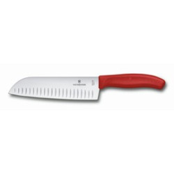 Japonský nůž Victorinox SANTOKU červený s vroubky 17 cm